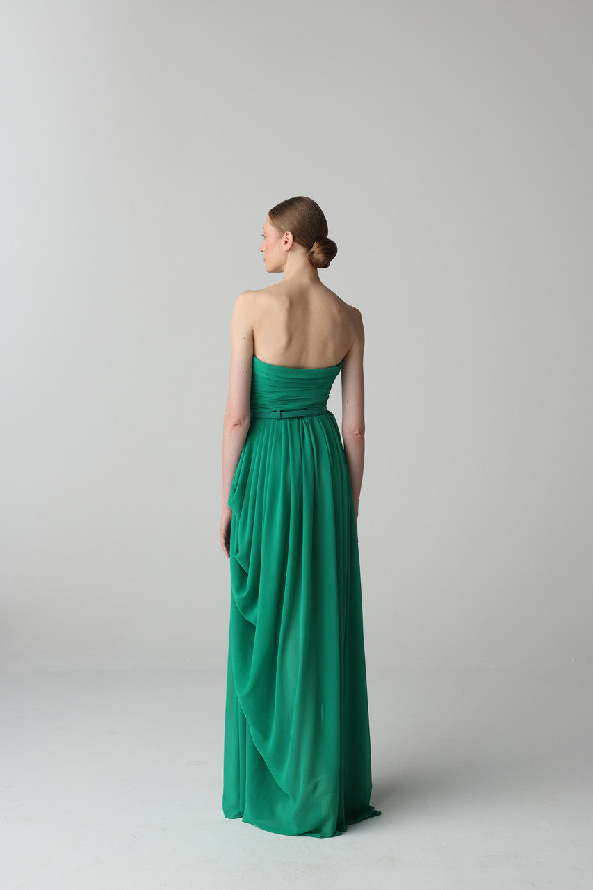 strapless ruched chiffon evening gown – ESMERAY