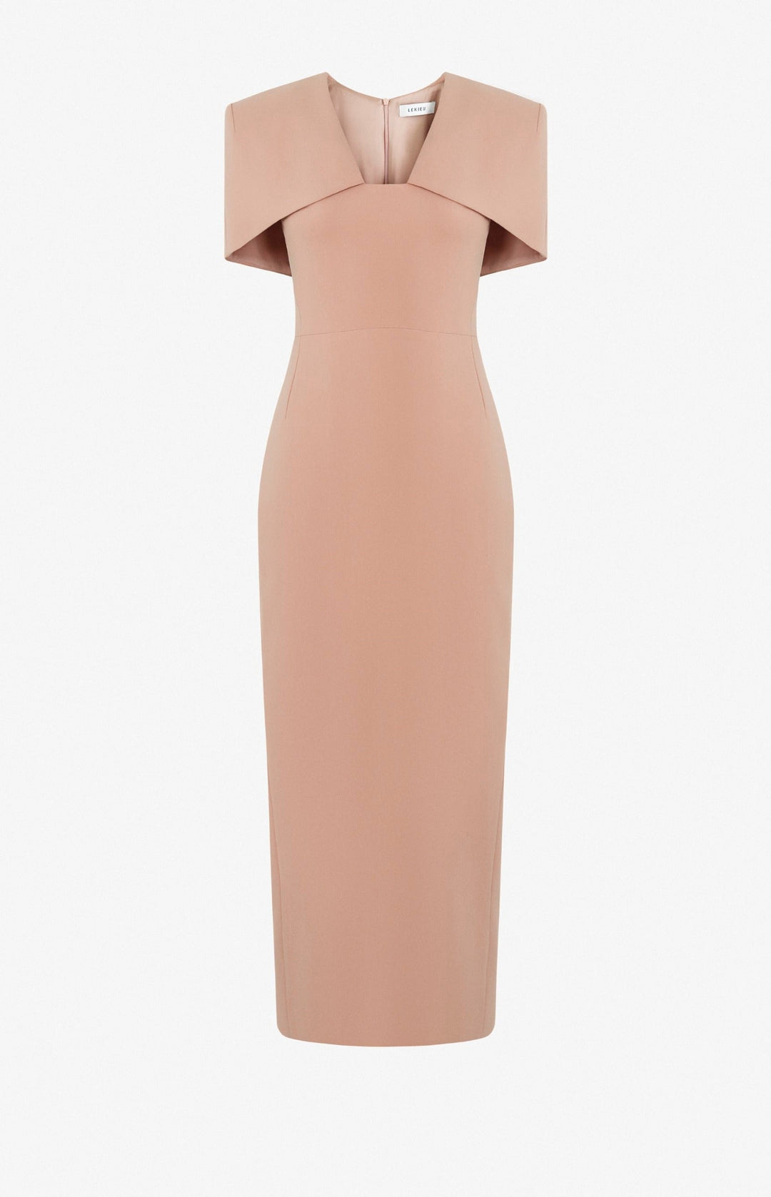 structured cape-shoulder midi dress – EIILE