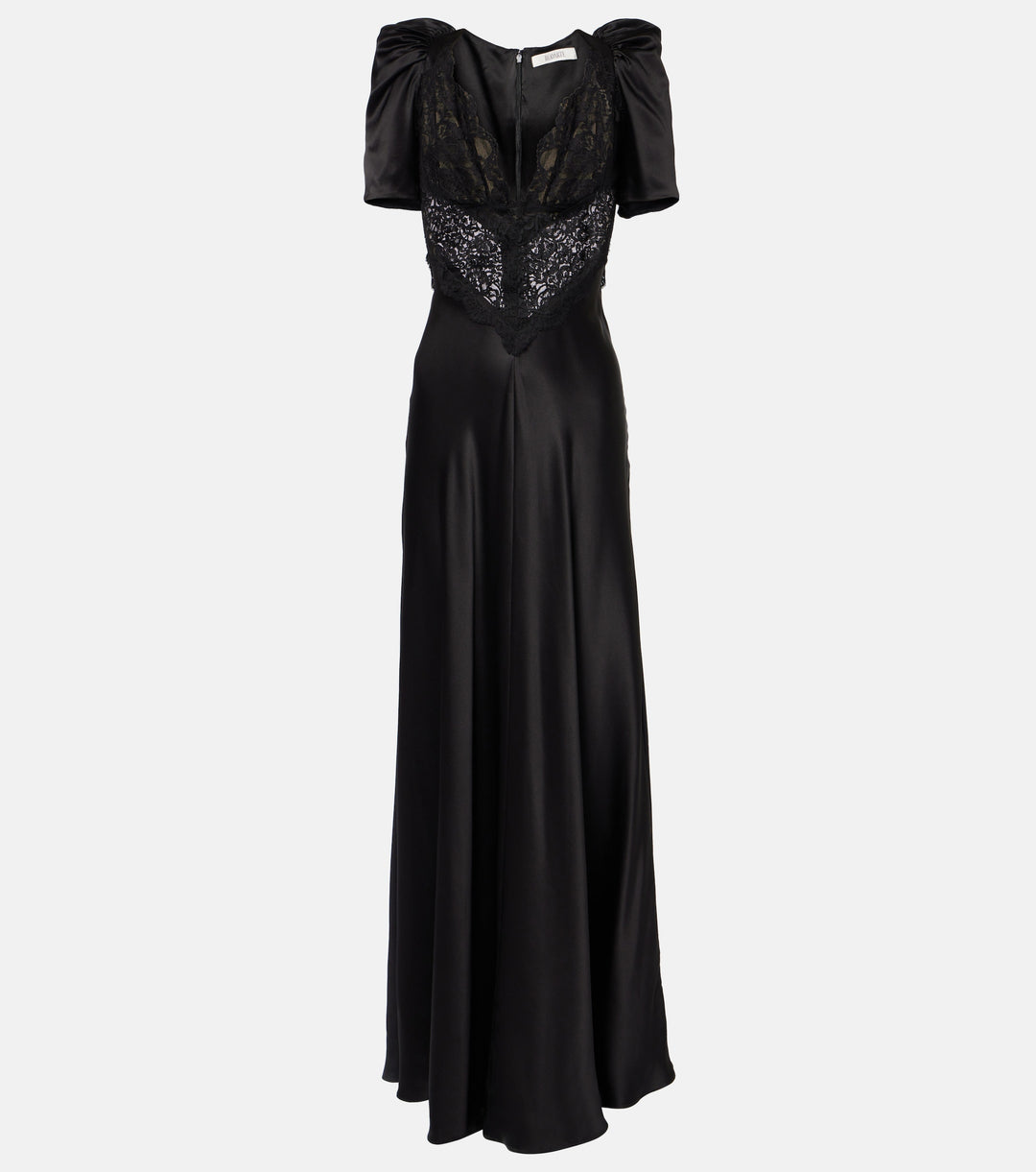 satin-lace gown with puff sleeves – SERAPHINA