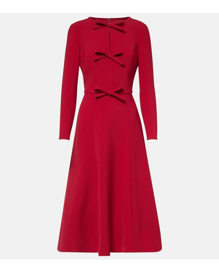 long-sleeve midi dress with bow accents – VERENA