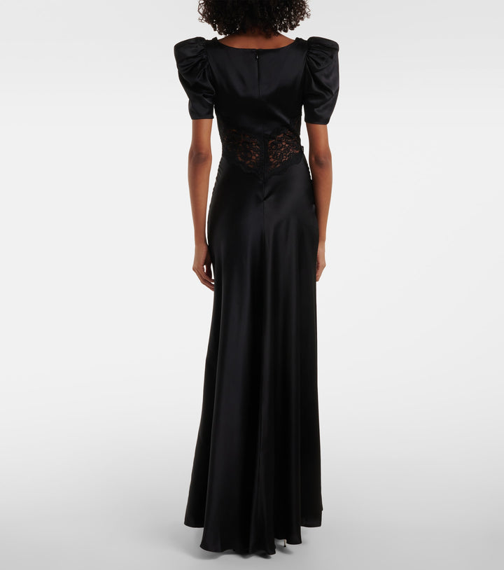 satin-lace gown with puff sleeves – SERAPHINA
