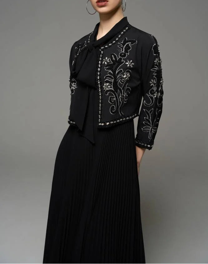 Haut à manches évasées plissées et ensemble jupe longue avec ceinture à la taille – Rosiny 