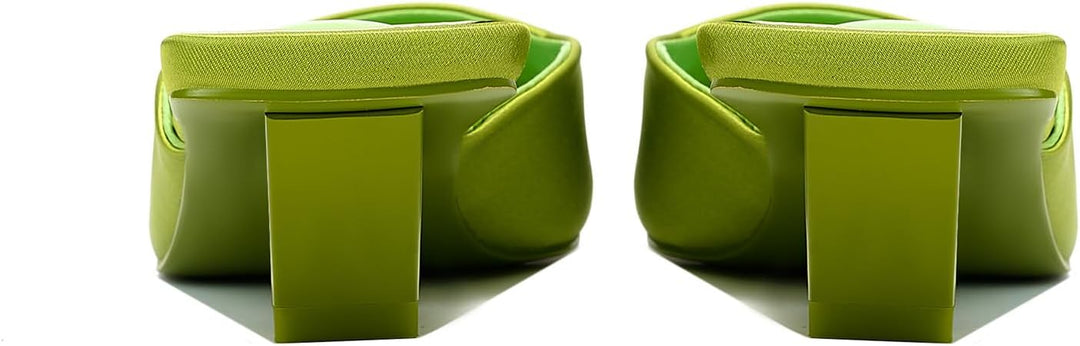 square toe satin mule with block heel - LINADI