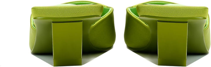 square toe satin mule with block heel - LINADI