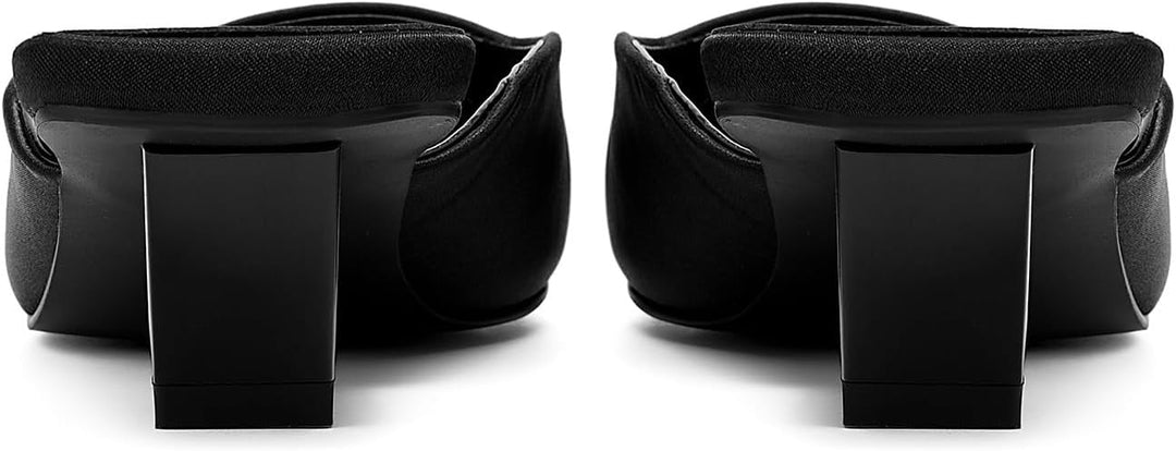 square toe satin mule with block heel - LINADI