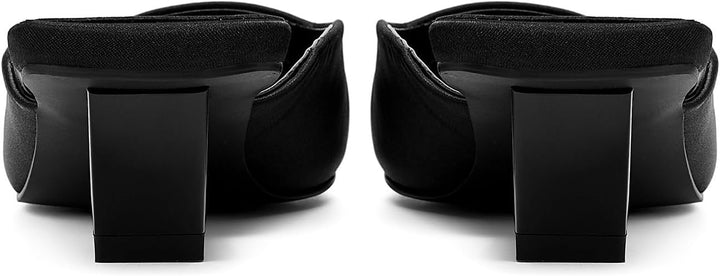 square toe satin mule with block heel - LINADI