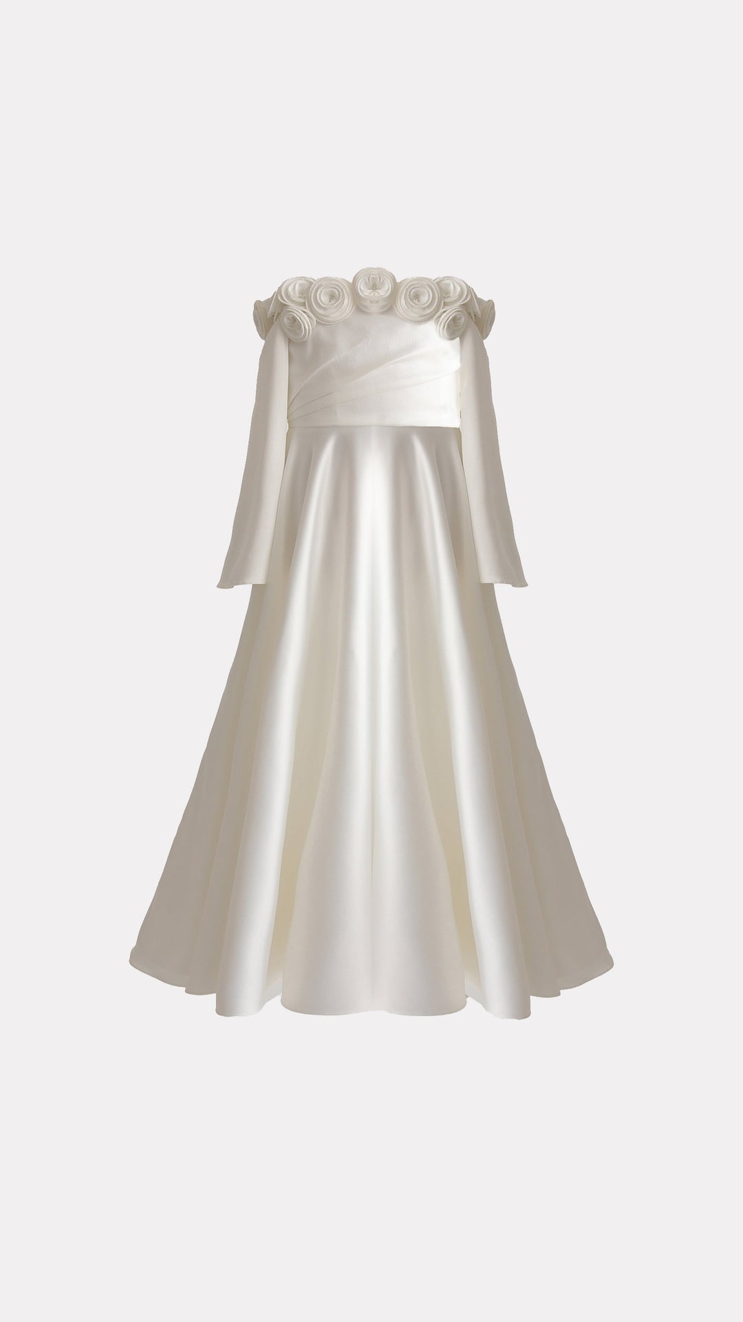 Off-Shoulder Maxi Dress with Rosette Neckline – ELARA