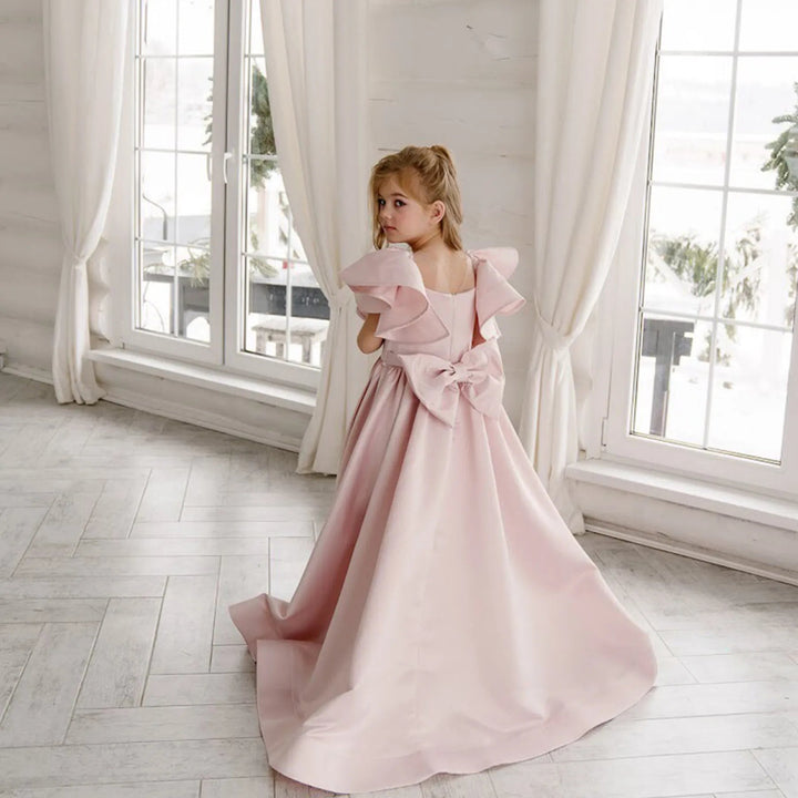 Off-Shoulder Satin Gown with Sculpted Petal Sleeves – ELYSÉE