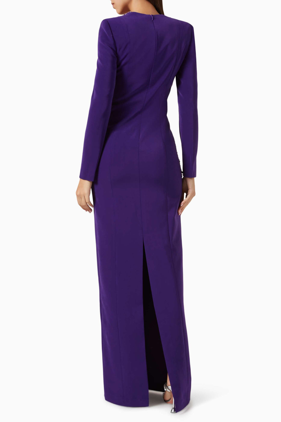 فستان مزين برقبة مربعة وخرز محيطي – فيوليتا