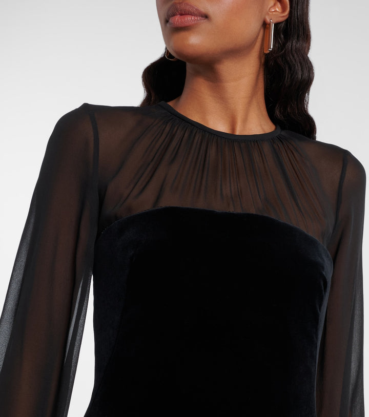 Sheer yoke long sleeve midi dress – SALEM