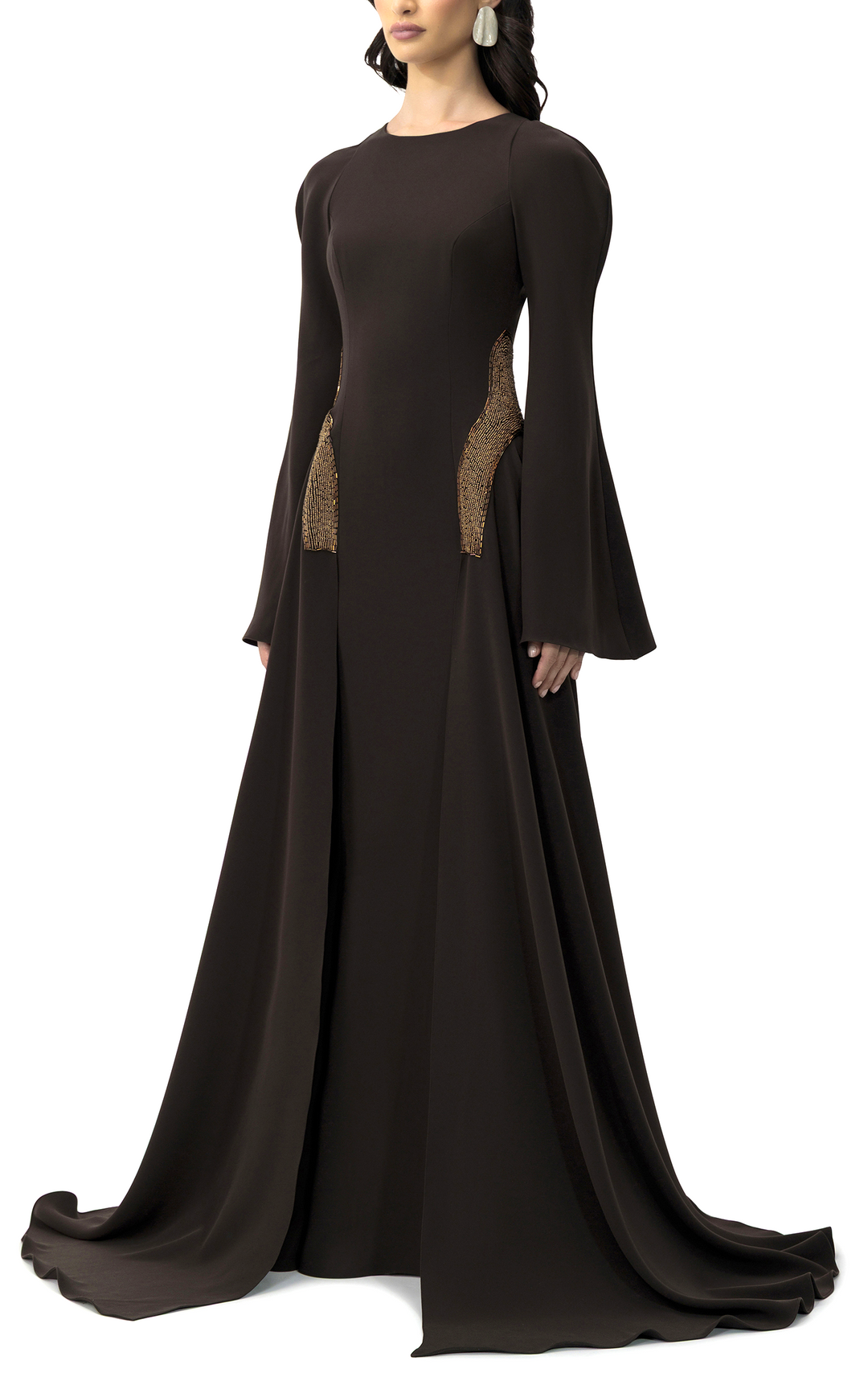 فستان بأكمام طويلة وألواح جانبية مزينة – زارين**