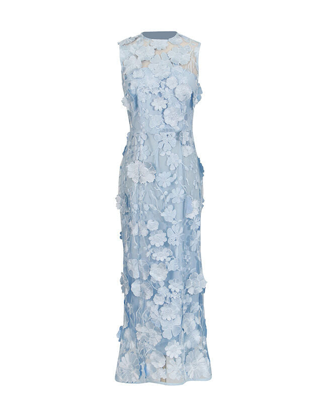 sleeveless floral applique gown – AMORAZLI