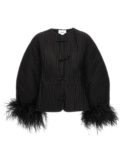 quilted jacket with feather-trimmed sleeves – BOGTAR