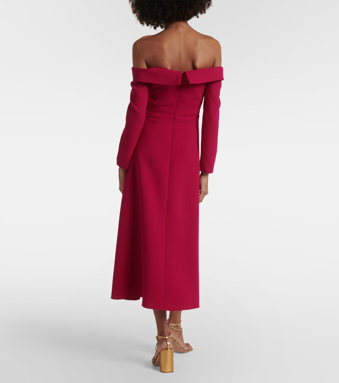 off-shoulder midi dress with folded neckline – AMARA