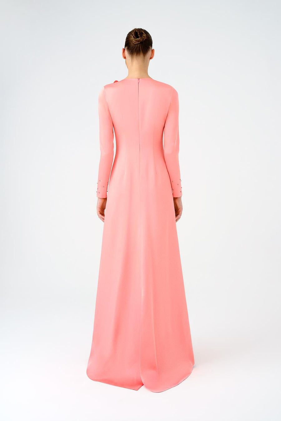 long-sleeve embellished floral evening gown – NOIRELLE