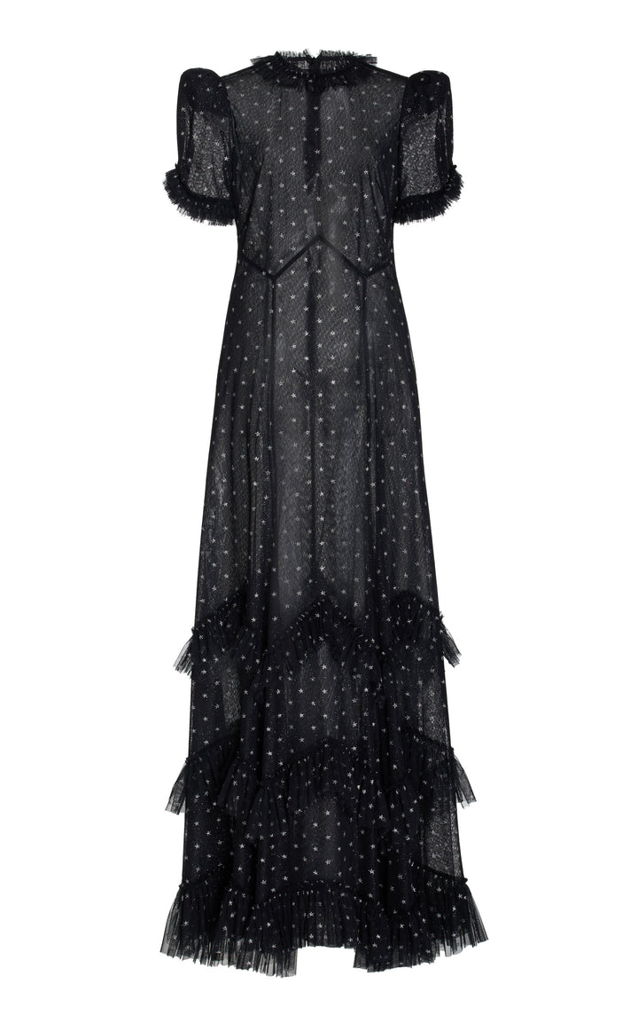 ruffled tulle gown with puff sleeves – VIENEI