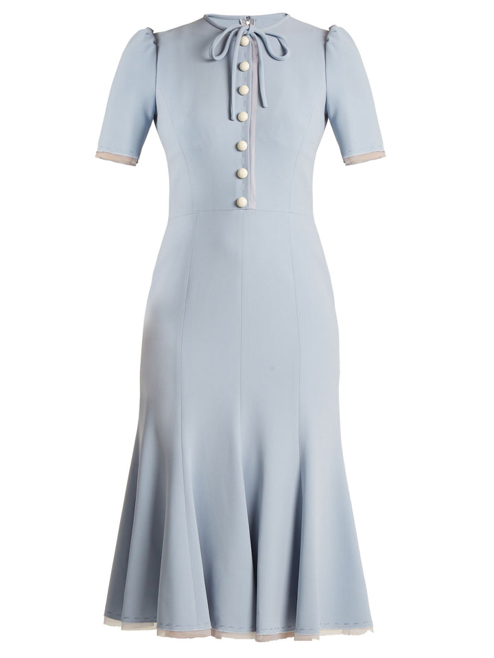bow-tie midi dress with pearl buttons – ELIIRA