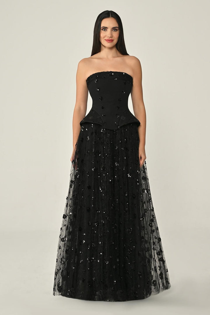 strapless corset gown with sequin tulle skirt – VERA