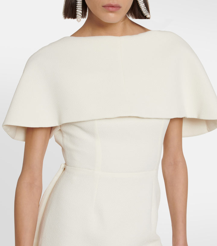 cape-shoulder gown with back slit – OCEANE