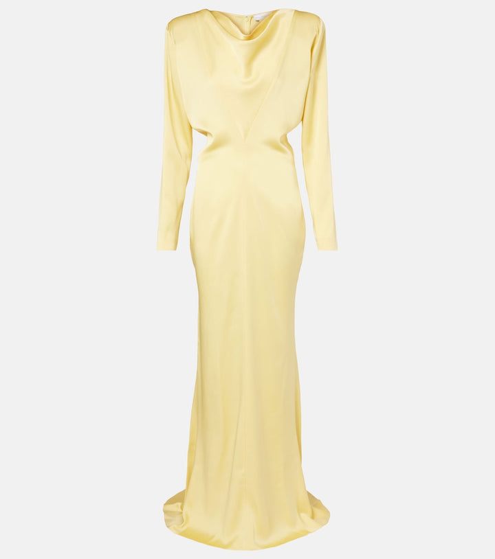 draped satin long-sleeve gown – SOLIENE