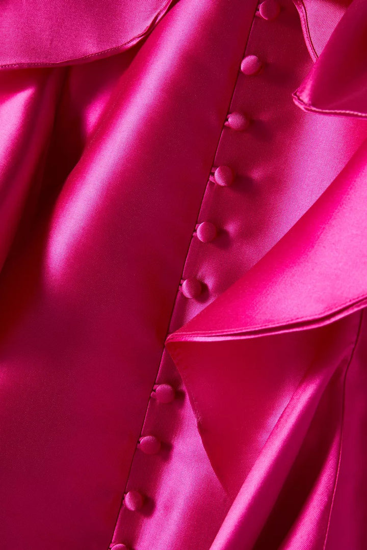 Ruffled Sleeve Maxi Dress with Button Front – FIONA