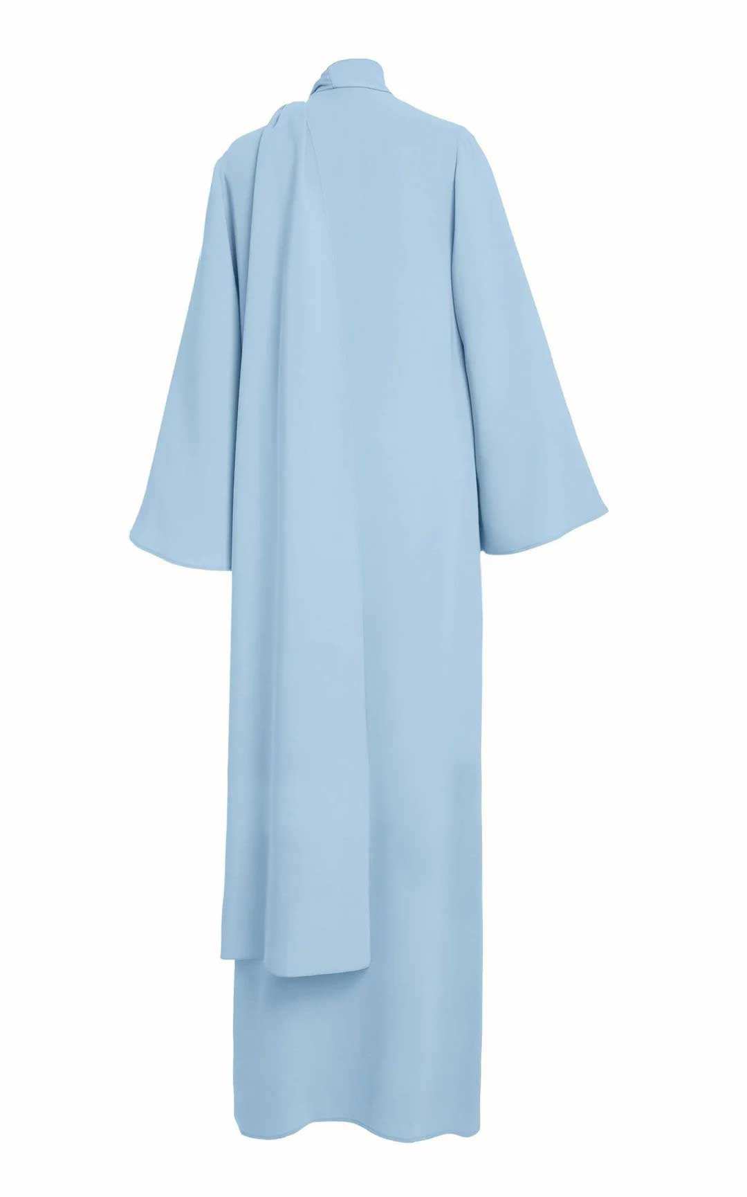 فستان منسدل بفتحة رقبة على شكل فيونكة وشق جانبي – ريزيين