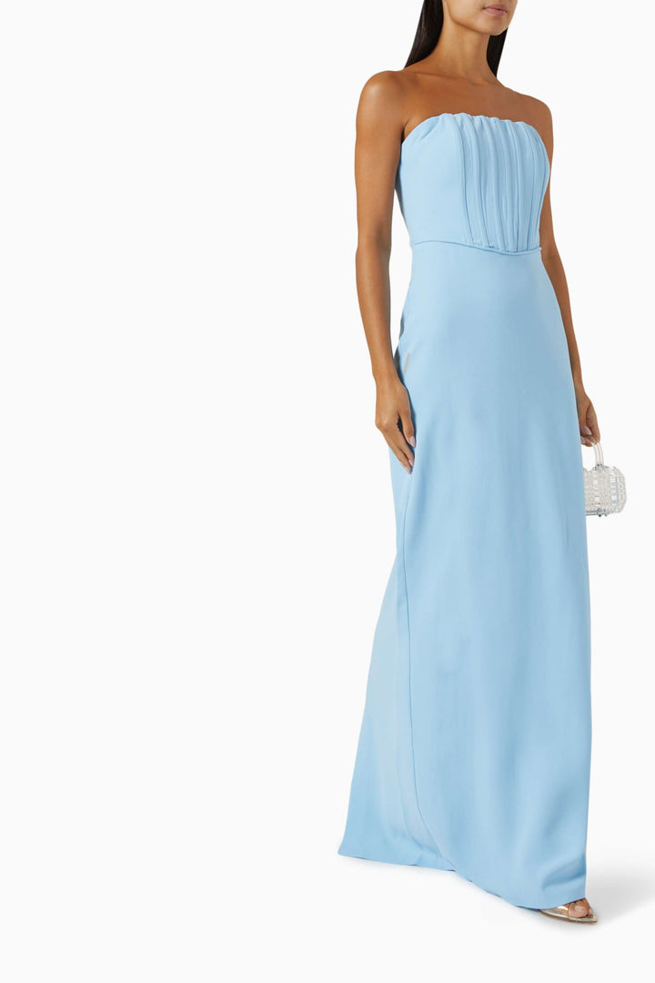 فستان مزين بعباءة وصدرية مطوية – أورورا