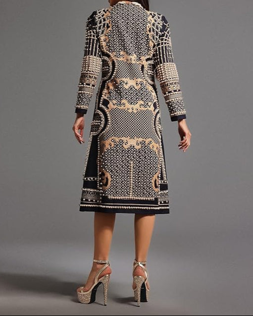 long embellished jacket with geometric beadwork – NAZIRAKO