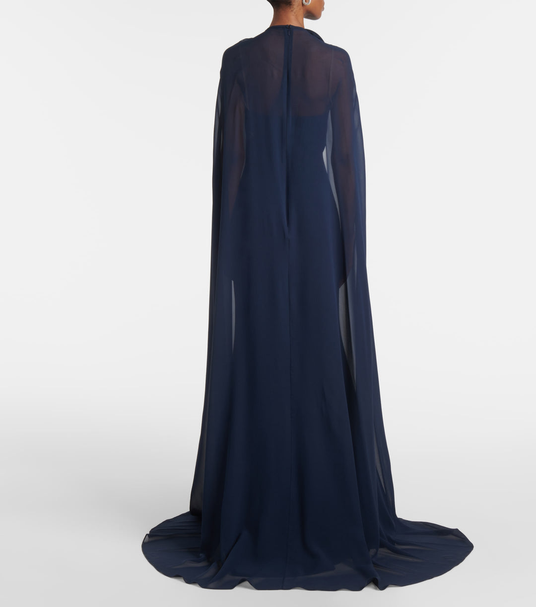 cape gown with sculpted floral shoulder – MAELLE