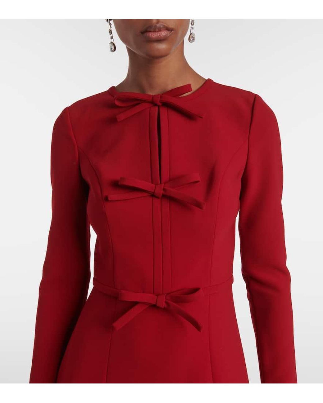 long-sleeve midi dress with bow accents – VERENA