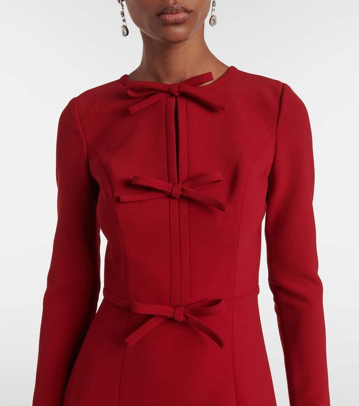 long-sleeve midi dress with bow accents – VERENA