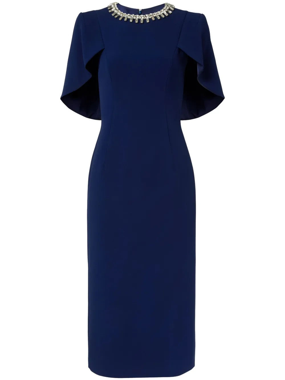 فستان غمد مزين بفتحة رقبة وأكمام منفوخة – فداه