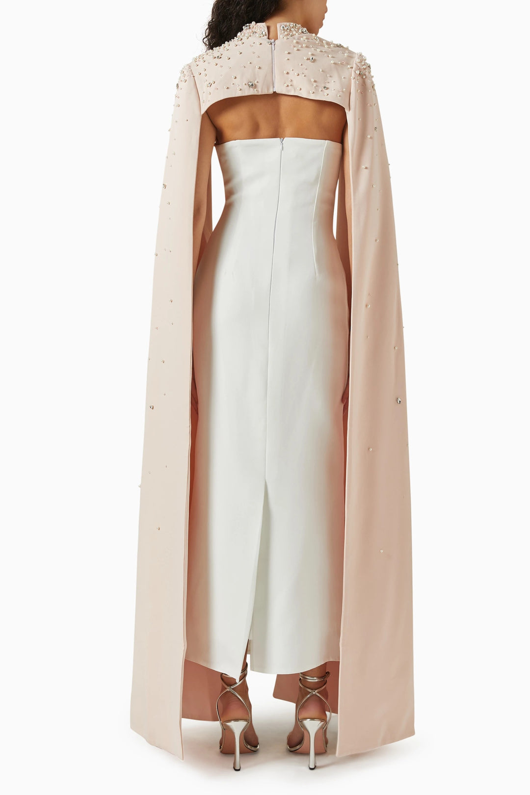 Embellished cape overlay gown – MONARCH