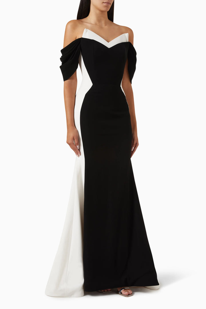 off-shoulder two-tone mermaid gown – NOIRIA
