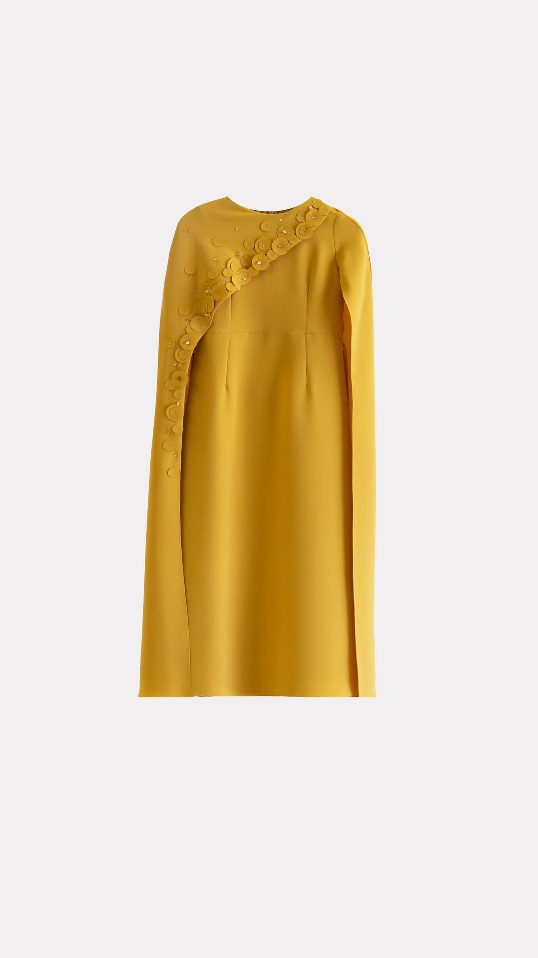 Asymmetric Cape Maxi Dress with Floral Appliqué – PETAL