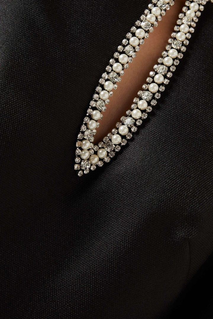 satin gown with embellished neckline and puff sleeves – DARIANA