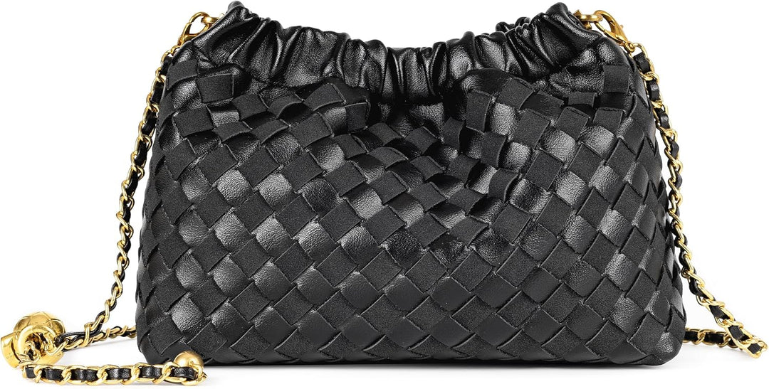 geweven rieten draagtas met dubbele leren handvatten – LÉONIE 