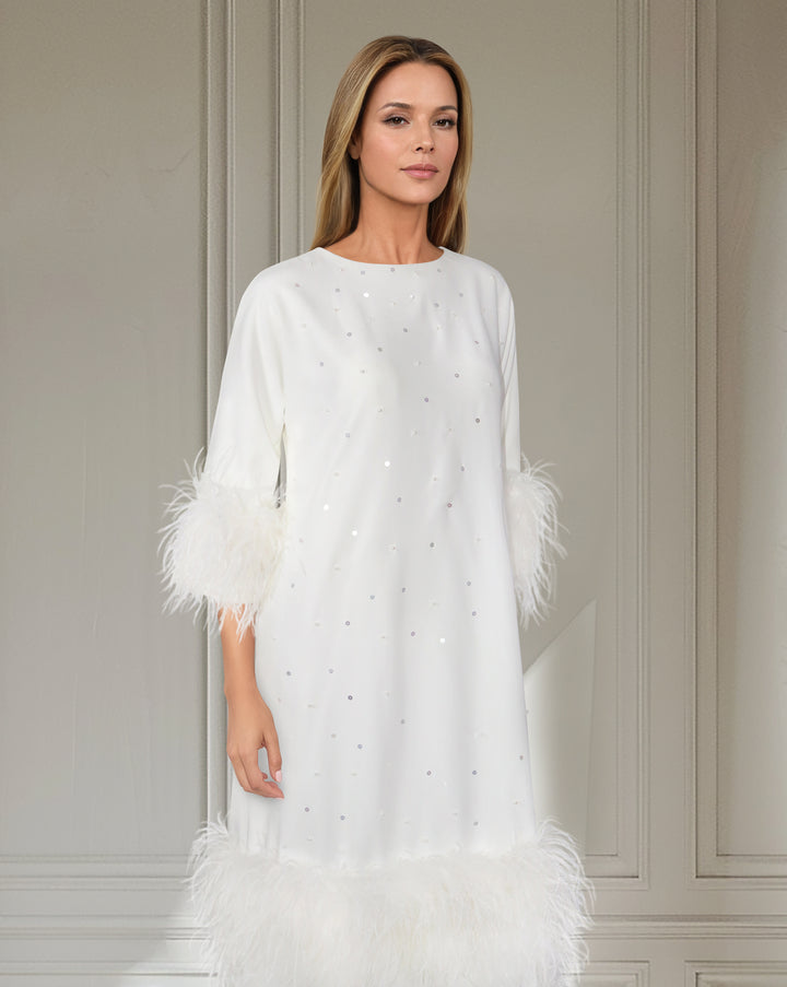 Ostrich feathered loose dress