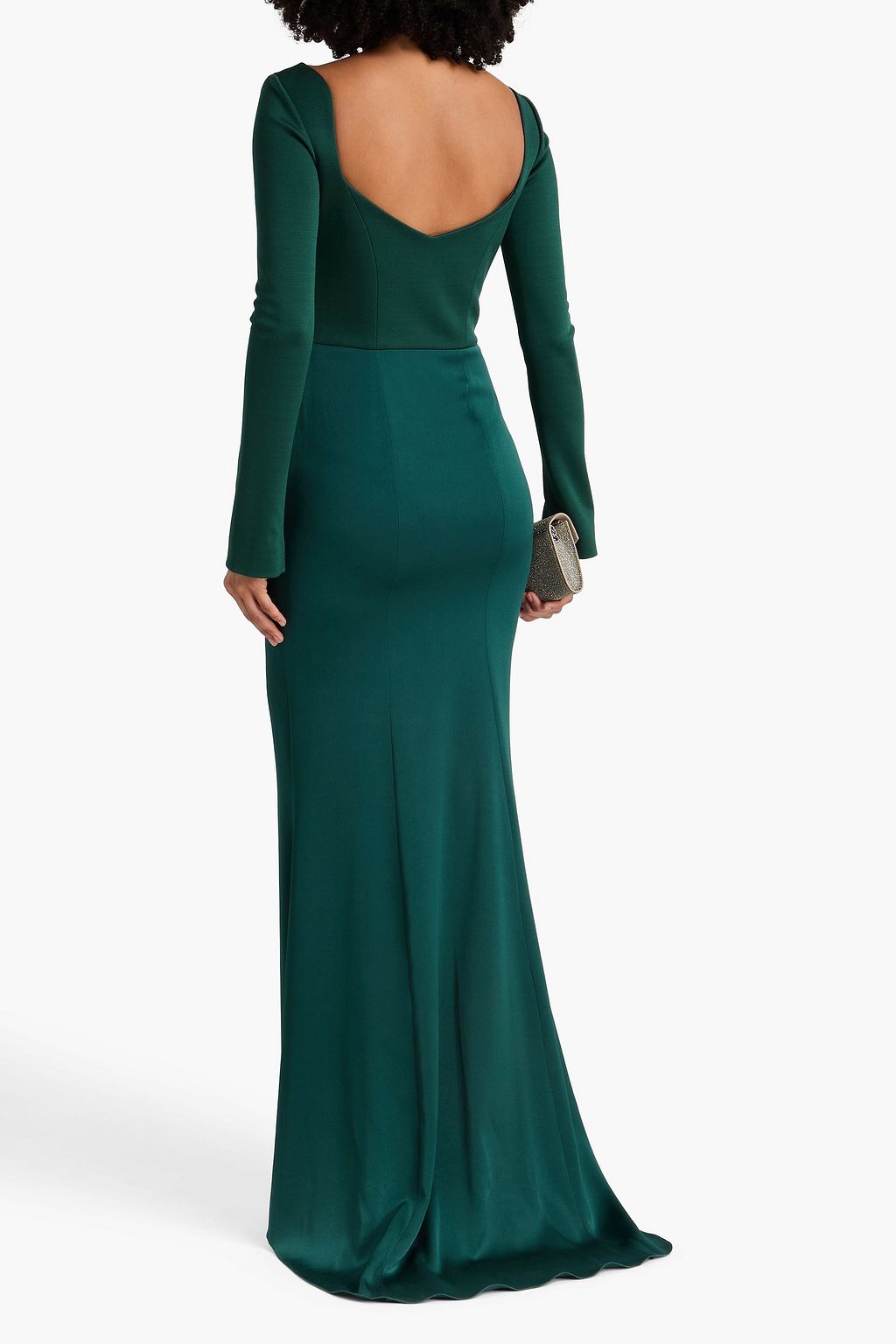 sculpted sweetheart long-sleeve gown – EMERALDM