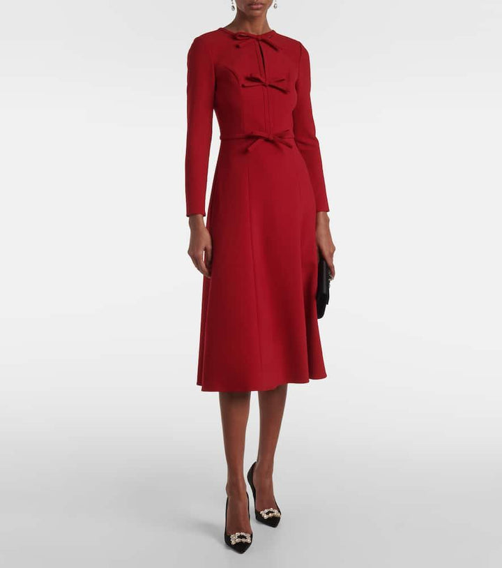 long-sleeve midi dress with bow accents – VERENA