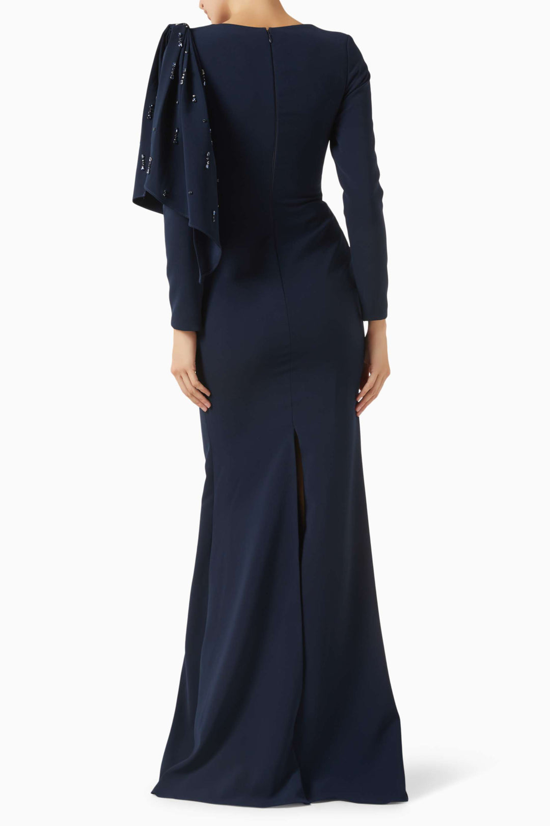 فستان سهرة عمودي مزين بكتفين منسدلتين - روبينا