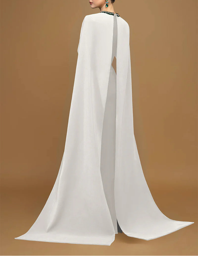 embellished cape gown with emerald accents – ESMERALDA