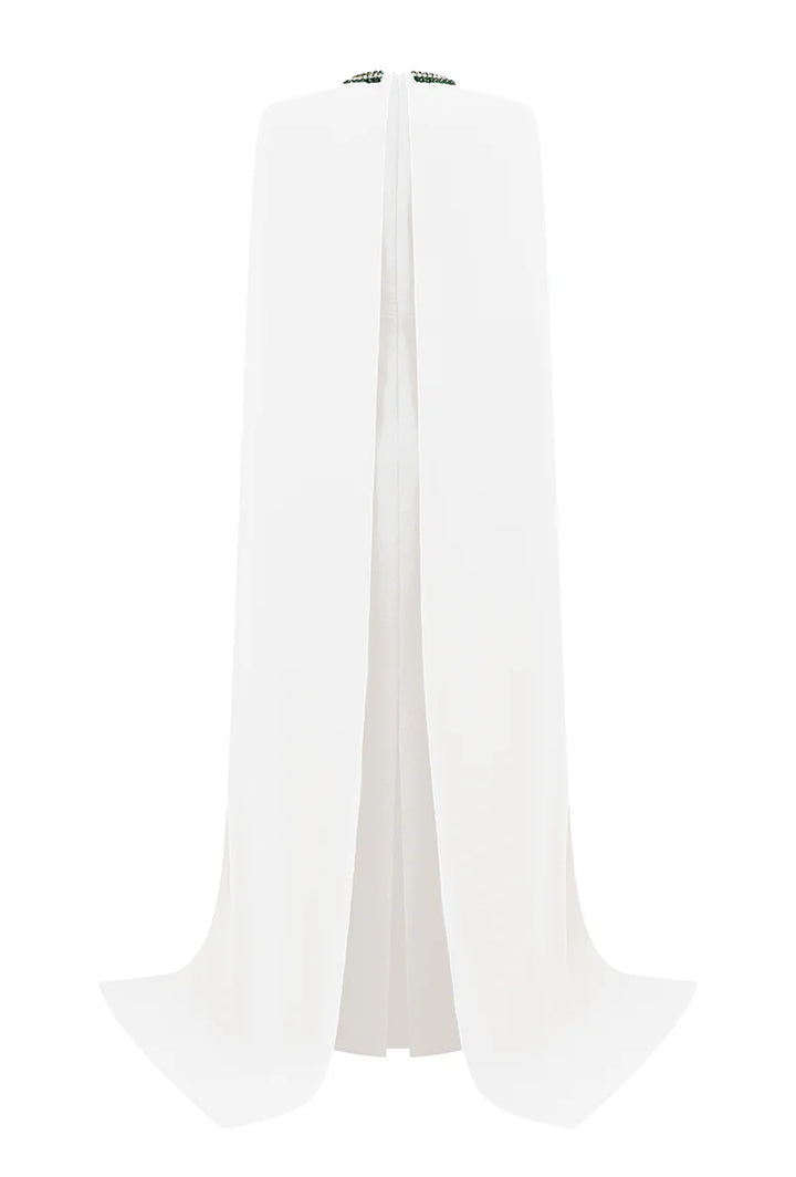 embellished cape gown with emerald accents – ESMERALDA