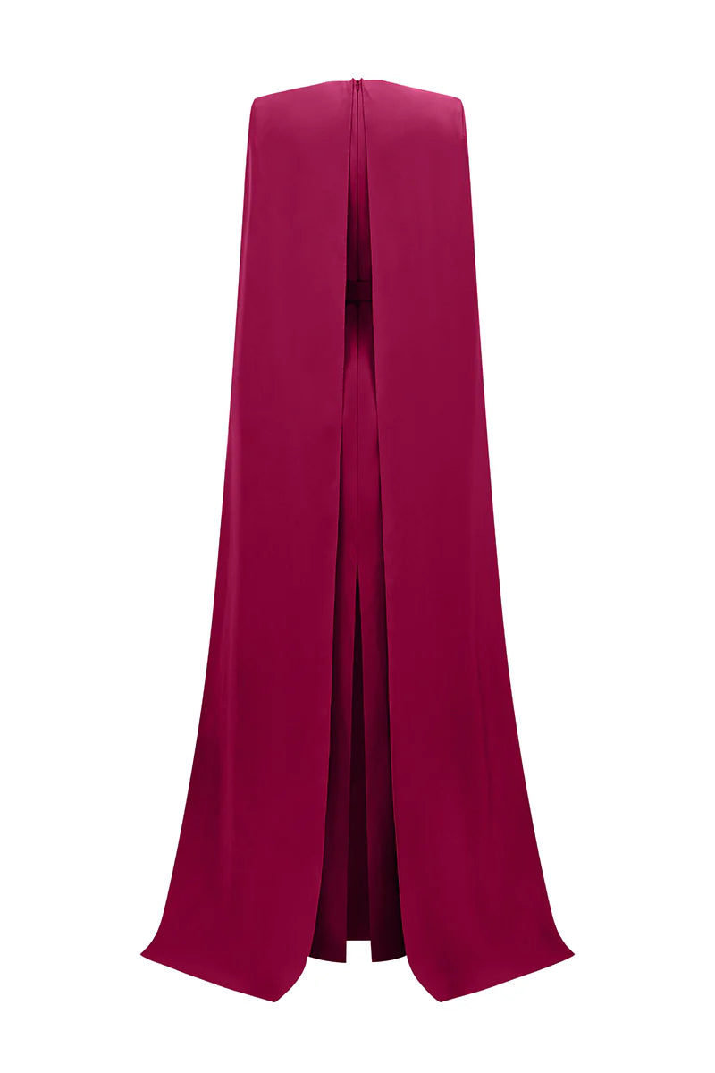 beaded cape gown with plunging neckline – RUBINA