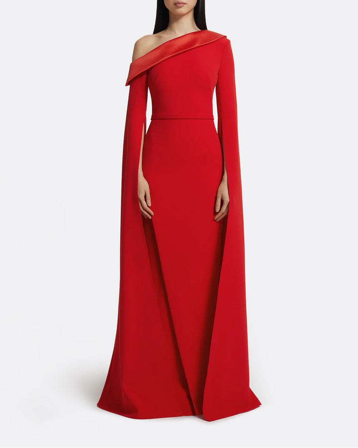 فستان كيب غير متماثل بكتف واحد – سكارليتا