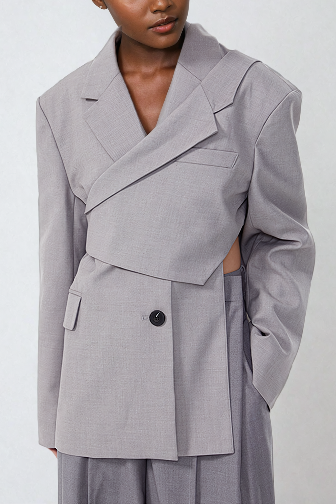 Ace Deconstruct Removable Asymmetric Blazer In Grey