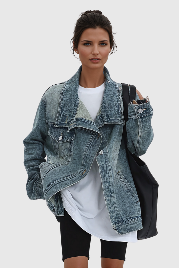 Aegle Deconstruct Asymmetric Denim Jacket