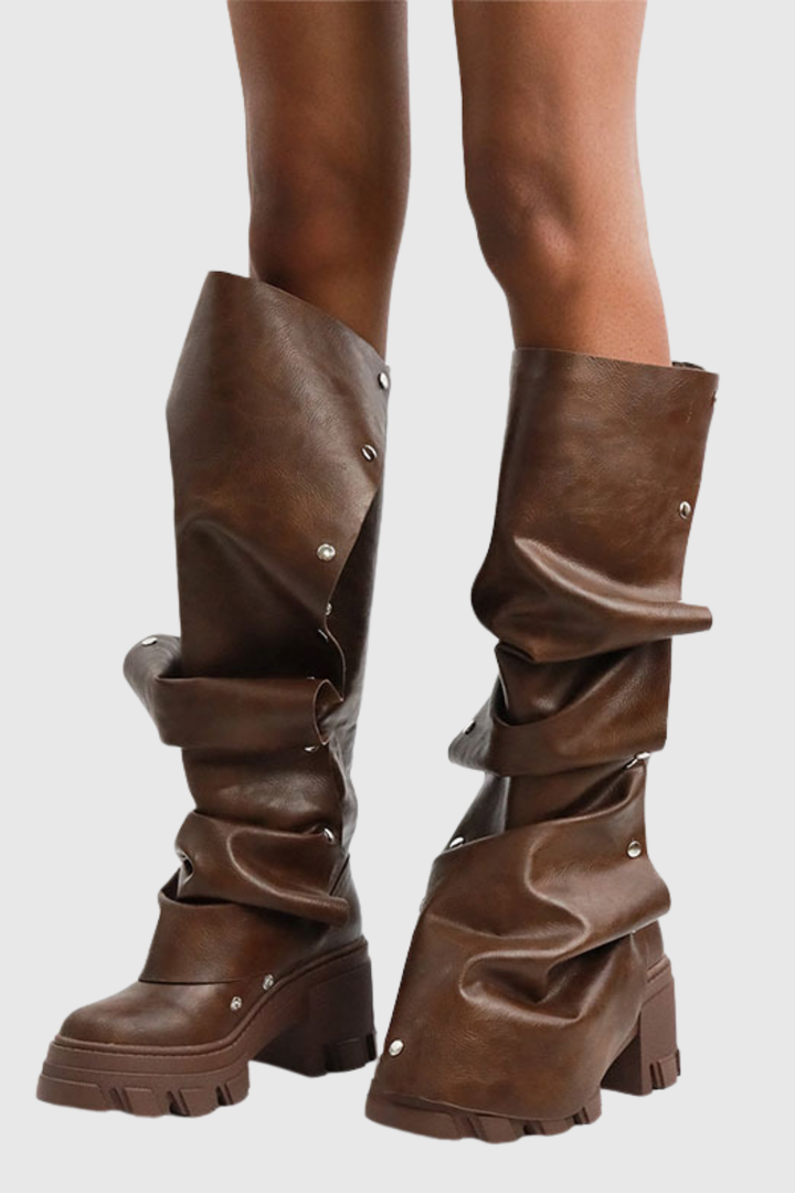 Agron Studded Ruch Leather Boots