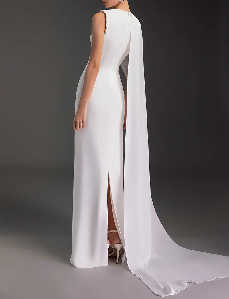 one-shoulder gown with draped cape – AURORA