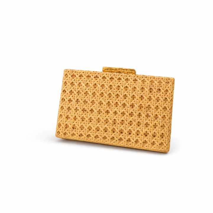 rectangular woven rattan clutch with natural texture – SAHARA